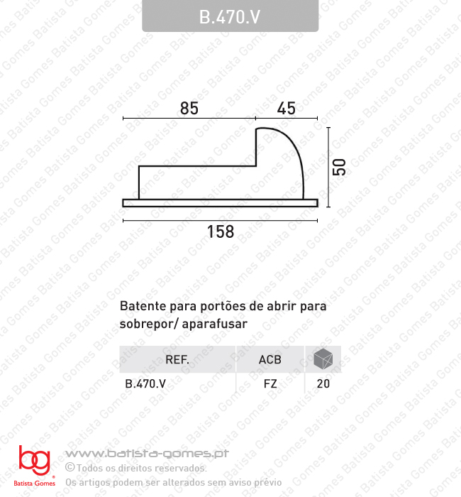 Batente para port�es de abrir
